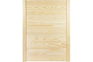 ‎DECOMEISTER DecoMeister Lamellentür 594x766 mm Holztür Natur mit geschlossenen Profilbretter für Schränke, Regale, Möbel aus Kiefer Holz unbehandelt einzeln