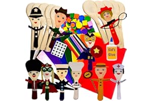 BOTARO People Wooden Spoons Kit Class Pack of 10 Kids Art and Craft Felt Activity Kit Set by Amazing Arts and Crafts