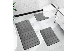 Badmatta set med 3 delar, memory foam badrum badmattor, mjuk mikrofiber badrumsmatta och U-formad WC matta, badrumsmatta halk
