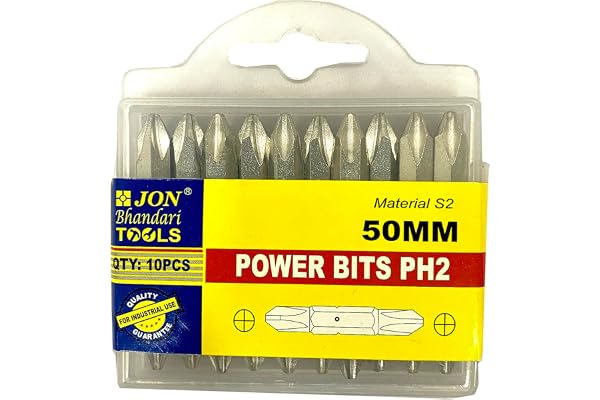 Jon Bhandari Tools PH2 Power Magnetic Double Ended Screwdriver Bits 50mm Phillips Star Head Drill Bit Set (Pack of 10) for Electric, Cordless & Impact Drivers Precision Tips for Fastening Work