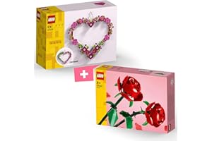 BRICK FLIP LEGO Set d'amore: Cuore ornamentale & Rose (40638 & 40460), festa della mamma, giorno di san Valentino, regalo