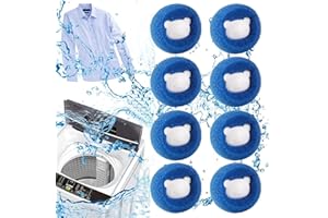 HonexCesng Anti Poil Machine à Laver, 8 Pièces Boule Anti Poil, Enleve Poil Animaux Réutilisable, Balle de Lavage, Attrape Poils Machine a Laver pour Vêtements et la Literie (Bleu)