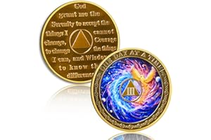 ATSKNSK Cosmic Phoenix 3 Year Sobriety Coin, Growth & Rebirth AA Medallion | Affirmation AA Chips and Medallion, Alcohol Free Anniversary Celebration AA Coin, Clean Living Sobriety Gifts for Men Women