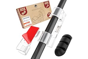 WEIDEBACH® 30 transparente Kabelklemmen inkl. 60 Schrauben, 1 Kabel Organizer extra, Ø 7mm, starke Kabelbefestigung, perfekte Kabelorganisation, Kabelclips selbstklebend, Kabelhalter, Kabel Halter