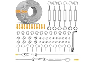 HUYIYI 35M Drahtseil Rankhilfe Set 2mm Stahlseil Ummantelt Langlebiges Stahlseil-Set mit Seilspanner,Drahtseilklemme, Stahlseil ummantelt für Kletterpflanzen,Gardinen,Beleuchtung und String Light Hanging