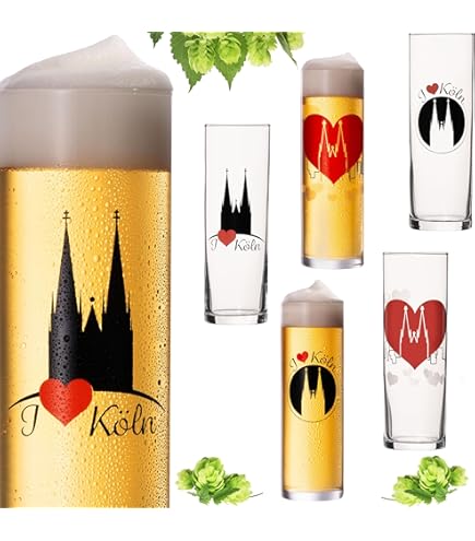Bicchiere K&ouml;lsch Edizione Limitata 1.FC K&ouml;ln - Con Stemma Citt&agrave;, Perfetto Per Birra E Collezionisti