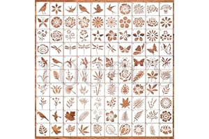 OOTSR 100PCS Plantillas para Manualidades Reutilizables,Plantillas de Dibujo para Pintar Animales Flores y Hojas DIY Manualidades para Pared de Madera Decoración del Hogar(5 * 5CM)