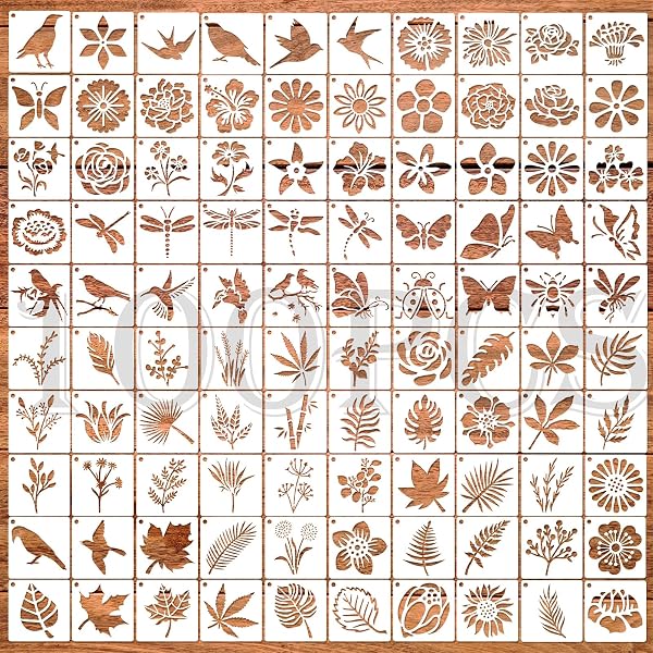 Lot De 20 Pochoirs Fleurs Sauvages SULIUDAJI - 15x12cm - Pour Peinture, Déco Et DIY