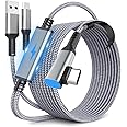 XICEN Link Cable 16 FT for Meta Oculus Quest 3, Quest 2/Pro Accessories, 3 in-1 Charging While Playing All Day, with USB C Sufficient Power for VR Headset (16FT Charging While Play)