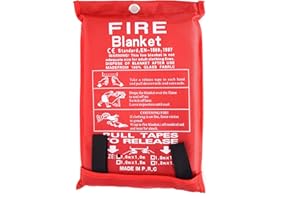 ProBytes FibreGlass Fire Safety Regulation Blanket - 1 x 1 Metre, Flame-Retardant, Quick Release Loops, Emergency Hazard Domestic/Commercial Extinguisher, Home, Office, Kitchen, Camping - 1 Piece