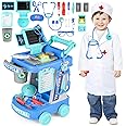 deAO Doctors Trolley Set for Kids, Doctors Playsets for Kids age 3-12 with Doctor Costume, Toys Little Doctors Kids Medical Centre for Girls and Boys, Children Role Play Toy