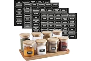 colortouch Spice Labels for Jars, Spice Stickers, 140 Pcs (Turkish), Waterproof Spice Jar Labels Preprinted for Kitchen Organization and Pantry Storage, Black Seasoning Sticker, Sticky, Washable