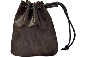 ELNX Pochette à monnaie, 12,2 x 10 cm, petite pochette en cuir avec cordon de serrage, pochette à bijoux, sac de rangement en cuir de vachette, pour cadeaux, cadeaux de fête, hommes et femmes (marron)