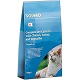 Amazon-Marke: Solimo - Komplett-Trockenfutter für erwachsene Katzen mit Huhn, Truthahn und Gemüse, 1er Pack (1 x 10 kg)