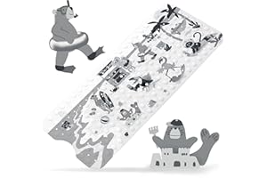 ‎TONIAMO Toniamo Badewannenmatte Kinder 100x40 cm | Badematte rutschfest für Baby & Kinder | Antirutschmatte Badewanne BPA-frei | rutschfeste Badewannen Matte antibakteriell | Anti Rutschmatte 'Strand'