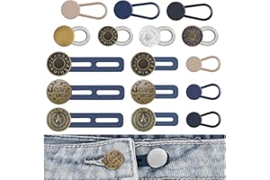 Alethron Hosenbunderweiterung, 16 Stück Hosenknopf Verlängerung, 4 Stile Knopfverlängerung für Hosen, Verstellbarer Hosenerweiterung Einziehbare Knopf Erweiterung Hose Bunddehner für Damen Herren Jean
