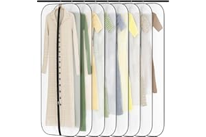 GoMaihe 8 PCS Custodia Porta Abiti, 60×160CM Copriabiti Antipolvere Trasparenti, PEVA Lavabile Buste per Abiti, Copertura Vestiti con Cerniera, Custodie Copri Abiti per Smoking, Giacca, Camicie, Gonne