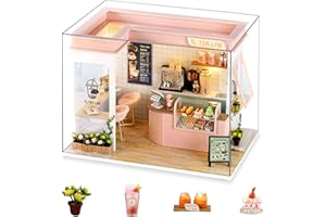 Cuteefun Maquette Maison Miniature pour Adulte à Construire, DIY Maison de Poupée Miniature Bois en Kit avec Meubles Outils, Cadeau de Bricolage Artisanal (Laboratoire De Thé)