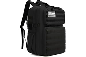 WOTONY Zaino tattico militare da uomo, impermeabile, 3 giorni, con sistema Molle, con portabottiglie (nero, 35 L)
