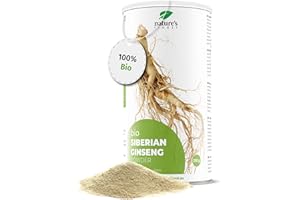 ‎NATURE'S FINEST BY NUTRISSLIM Nature's Finest Sibirisches Bio-Ginseng-Pulver - 100% Reines Natürliches Ginsengwurzelpulver - Stress- und Angstabbau - Schlaf- und Erholungshilfe - Qualität von Drittanbietern Getestet