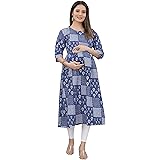 thumbnail image 2 of Black Printed Cotton Maternity And Feeding Kurti – Nevisha Style 2 of 10
