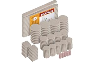 JAYROCK Felt Furniture Pads - 176 Pads for Furniture Feet - Thick Floor Pads in 6 Sizes - Self Adhesive Felt Floor Protectors - Chair Leg Floor Protectors, Sofa Feet Protectors - BEIGE