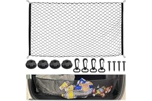 TOPCZY Nylon Trunk Storage Net-Car Cargo Net 110×60cm/Net Trunk Organizer for Car/Trunk Net Stretchable Car/Elastic Nylon Baggage Cargo Fixed Net/Universal Fit for Car Boot Vehicle Van SUV Kids Luggage