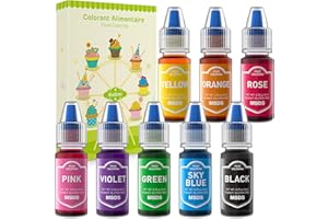 Jelife Coloranti Alimentari 8 Colori, Alta Concentrazione Senza Zucchero Senza Glutine Colorante Alimentare Liquido per Cuocere Decorare Dolci, Macarons, Biscotti, Fondente (6ml/bottiglia)