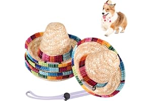 UIHOL Confezione da 5 mini cappelli sombrero messicani, 15 cm, regolabili, Cinco De Mayo Fiesta, cappello di paglia per bomboniere, decorazioni per bambini, adulti e animali domestici