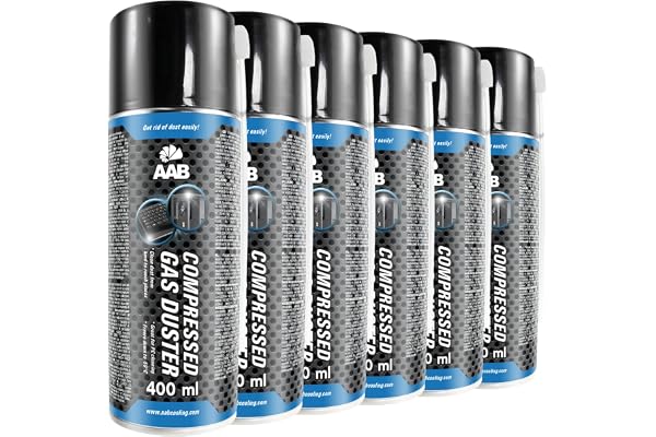 6 x AABCOOLING Bombe a Air Comprimé 400ml, Préparation en Spray, Sans Odeur Nettoyage PC, Enlever la Poussière, Bombe d'Air Sec, Aérosol de Rendement Élevé, Computer Cleaner, Ne Contient Pas de Fréon