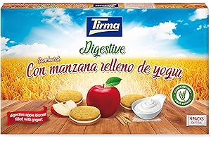 Tirma Sandwich di Biscotti Digestivi alla Mela Ripieni di Yogurt | Fonte di Ferro e Vitamine | Ideali da Portare con Sé | Biscotti Senza Uova | Confezione da 180gr, 4x45gr