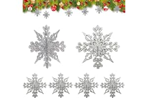 ANYEHOUR 3D Copos de Nieve Decoracion Navidad, 24 Copos de Nieve Colgante Adorno, Navidad Adornos Copos Nieve, Decoraciones Colgantes de Copos de Nieve con Brillo, Adornos Copo Nieve Relucientes