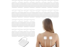 Scettar 24 Electrodos para TENS, 50x50 mm Almohadilla de Electrodos Parches Electroestimulador Reutilizables y Autoadhesivos con Conector de 2 mm Parches Electroestimulador Compatibles con TENS y EMS