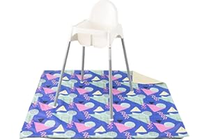 Winthome Tappetino Seggiolone Bimbi Impermeabile e Antiscivolo- Tappeto Bambini Pulisce Facilmente, Tappeto per la Pappa Pieghevole, Tappeto Svezzamento Proteggere il Pavimento, 130x130cm
