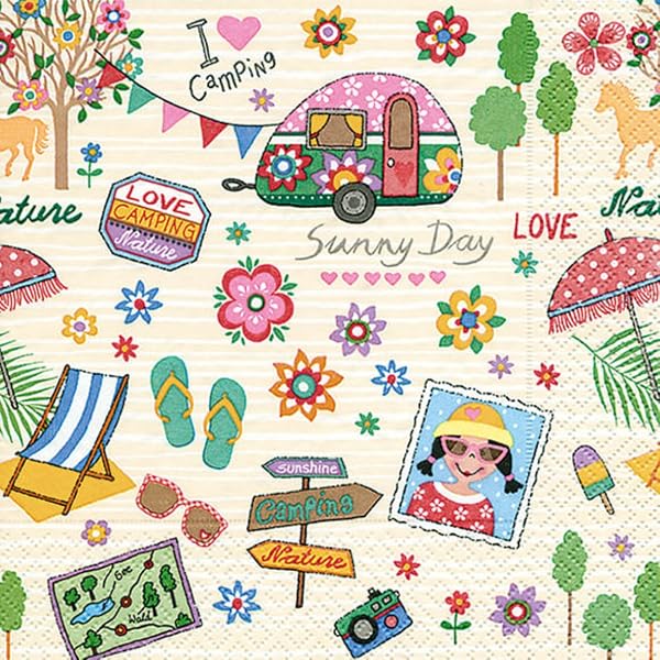 Ambiente Servietten Happy Gardening – 20 Stück, 33x33 Cm, Sommerliches Motiv, Für Serviettentechnik