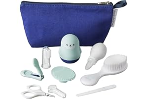 Nuby Baby Bathtime Care Kit with 8 Essential Grooming Items | Travel Bag | Waterproof Lining | Ideal for Travel or at Home
