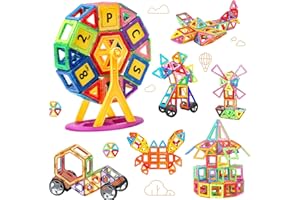 Morkka magnetyczne klocki magnesy zestaw do budowania 3D kolor tęczy zestaw zabawek edukacyjnych kreatywne zabawki dla dzieci maluch dziewczyna chłopiec samochód diabelski młyn świetny (82pcs)