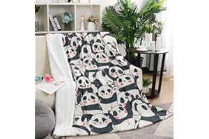 LINGQIANG Panda Kinder Decke, 130 x 150 cm Flauschig Fleece Panda Kuscheldecke für Mädchen Jungen, Weich Cartoon Panda Wohndecke Kinderdecke für Teenager Geburtstag Geschenke Frau Sofa Couch Deko