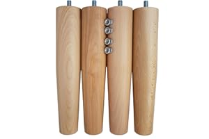 Filoben Set 4 Piedi diametro 55 vite M10 per Rete a Doghe Gambe Letto Universali in Legno di Faggio cm 25 30 35 40 45