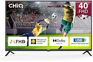 CHiQ L40G5W, TV 40 Pollici (100cm), FHD, 1080p, 2022 Televisori, Tuner DVB-T2/S2, HEVC Main10,USB media player, Dolby Audio, HDMI/USB/Earphone/CI/RF