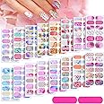 16 Sheets Full Wrap Gradient Nail Polish Stickers Self-Adhesive Nail Art Decal Strips Full Cover Nail Art Stickers with 2 Pieces Nail Files for Women Girls DIY Nail Art Decoration