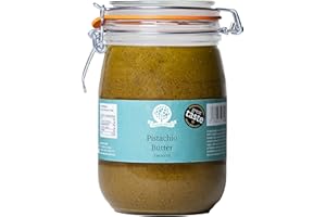 NUTURAL WORLD LTD. Nutural World - Smooth Pistachio Nut Butter (1kg) ***Reusable Glass Jar*** Great Taste Award Winner - 100% Pure - Single Ingredient