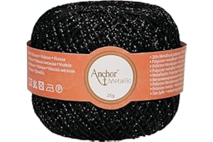 Anchor 4716000-00342 Hilo de ganchillo 80% viscosa, 20% poliéster metalizado, negro, 100 m, 34 gramos