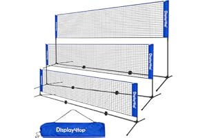 display4top 3M 4M 5M Badminton Net Set, Volleyball Tennis Net, Height Adjustable, Portable with Portable Carry Bag, Sports Net for Indoor or Outdoor Court, Beach, Driveway