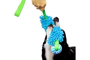 DINGO WALDEMAR RUTKOWSKI Dingo Jouet de Tug Flottant avec Balle Aromatisée, Poignée Bungee, Chasseur de Chien Fait Main, Le Tir à la Corde pour l'Agilité, Le Rapport, Jouer dans l'eau, Microfibre Bleu 15587-2