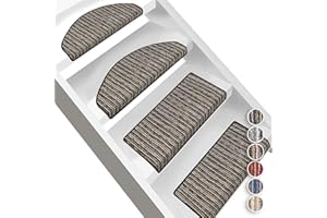 FLODI. Pattern Striped Stair Tread Mats Non Slip, Trier, Set of 15 Pieces, Carpet Step Mats Self Adhesive Staircase Runner Pads (Anthracite, Semicircular - 19 x 56 cm)