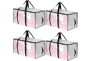 YAWAHOME 4 Pack Moving Bags - 145gsm PE Waterproof Storage Bags with Zips, 69×36×38cm Extra Large Packing Bags for Moving House, Duvet, Bedding, Underbed, Camping & Grocery