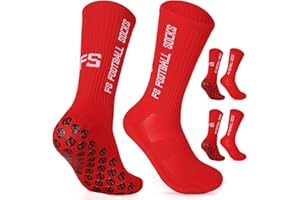 Dinjunxi Chaussette Antidérapante Foot 2 Paires Chaussettes Antiderapantes Homme Femme, EU 39-46 / UK 6-11, 75% Coton, Chaussette Sport pour Football Basket Rugby Yoga Trekking