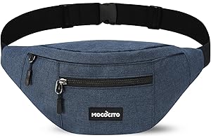 MOCOCITO Bumbags Waist Fanny Pack for Men Women Waterproof Waist Bumbag Travel Money Belt Fashion Bum Bag with3 Zip Pockets and Adjustable Belt for Sport Running Hiking Jogging,Dog Walking