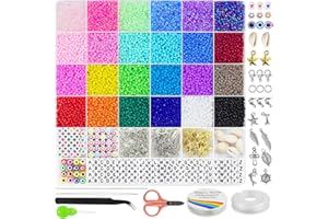 DAZHQP 7000 Stück 3mm Bunte Perlen für Armbänder, Armbänder Selber Machen Mit Glasperlen, Perlen Zum Auffädeln Set für Kinder Feiertage, Jewellery Making